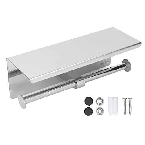 Edelstahl Toilettenpapierregal Selbstkleber Punch Halter mit Regal für Badezimmer Küchen Schlafzimmer (K10-304) von YDRCESMI