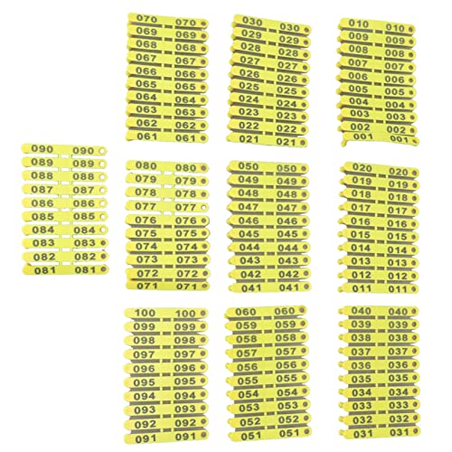 YDRCESMI 100pcs 001-100 Nummer Kunststoff Viehstock -Tag integrierte farbige Nutztierohr -Tags für Rinder Kühe Schafschweinziegen Ziegen von YDRCESMI