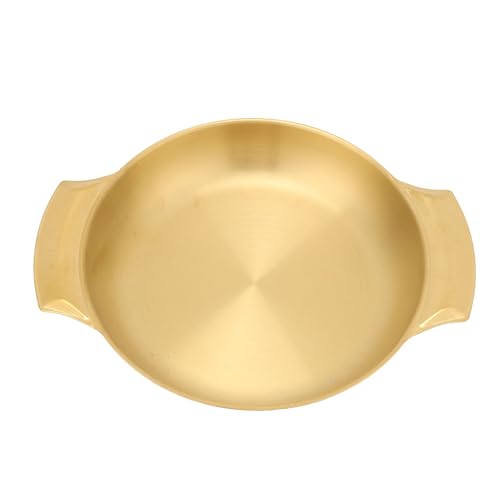 YDRCESMI Edelstahl Paella Pan Easy Cleanup Uniform Heizungsverschmutzung Topf Doppelohr flacher für Haus- und Gewerbeküchen (S) von YDRCESMI