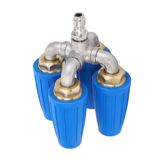 YDRCESMI Hochdruckreinigerdüse, blau, 360° drehbar, 4-in-1, Turbo, 4000 psi, Schnellanschluss für Fahrzeugboden YDRCESMI Hochdruckreinigerdüse, blau, 360° drehbar, 4-in-1, Turbo, 4000 psi, Schnellanschluss für Fahrzeugboden von YDRCESMI