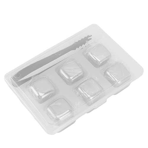 YDRCESMI Whisky-Eiswürfel aus Metall, 304 Edelstahl, sichere Whiskysteine, Getränkekühlung (6 Würfel mit Eiszange) von YDRCESMI