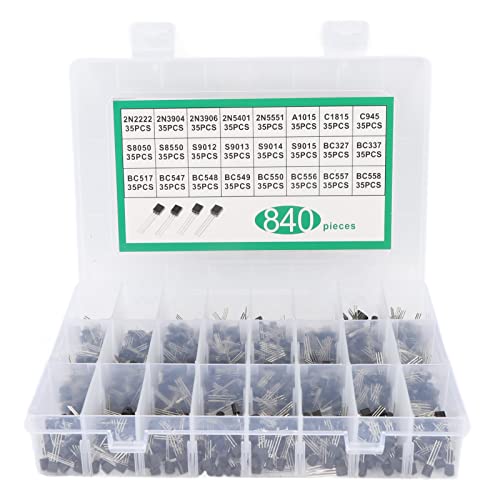 Ydrcesmi 840pcs ausgezeichnete Leistung NPN PNP Power Transistor Kit Allzwecke Transistor Sortiment Kit Schwarz von YDRCESMI