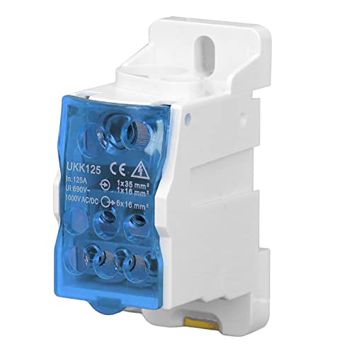 Ydrcesmi DIN Rail Distribution Box Universal Electric Terminal Block Power Connector Junction Box 690V 125A für Stromschränke (Blau) von YDRCESMI