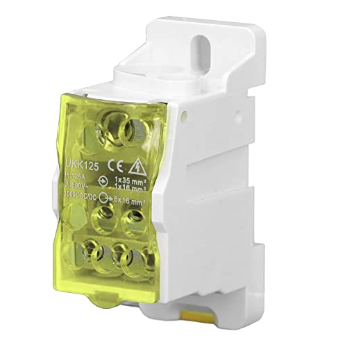 Ydrcesmi DIN Rail Distribution Box Universal Electric Terminal Block Power Connector Junction Box 690V 125A für Stromschränke (Gelb) von YDRCESMI