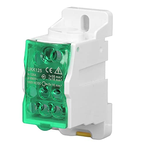 Ydrcesmi DIN Rail Distribution Box Universal Electric Terminal Block Power Connector Junction Box 690V 125A für Stromschränke (Grün) von YDRCESMI