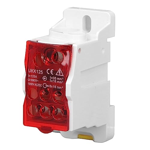 Ydrcesmi DIN Rail Distribution Box Universal Electric Terminal Block Power Connector Junction Box 690V 125A für Stromschränke (Rot) von YDRCESMI