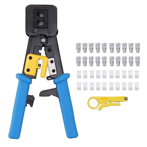 Ydrcesmi Ethernet Crimping Tool Kit RJ45 RJ12 RJ11 -Stecker Handheld Crimper mit Netzwerk Draht Stripper Professionelles Netzwerkkabel Crimper für Cat6 Cat5e Cat5 Drähte Stripping von YDRCESMI