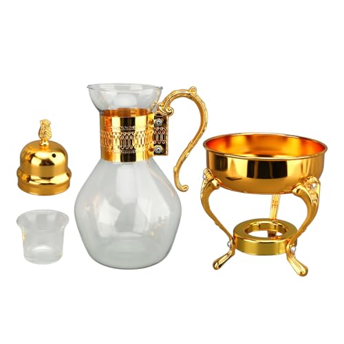 Ydrcesmi Glass Coffee Pot Set Heizbares Wasserkrug mit Deckelbecher Vintage -Stil Heiße kalte Teekessel Heimbüro Verwendung (Gold) von YDRCESMI