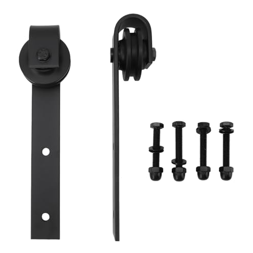 Ydrcesmi Schieber Rollen Hängende Schiene Riemenscheibe Kit Kohlenstoffstahl Scheune Tür Hardware Set für das Lernen Schlafzimmer Wohnzimmer (Schwarz) von YDRCESMI