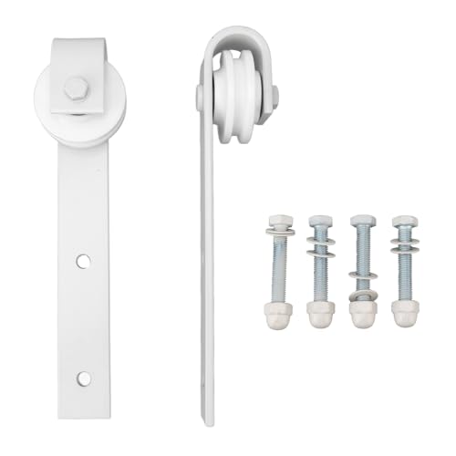 Ydrcesmi Schieber Rollen Hängende Schiene Riemenscheibe Kit Kohlenstoffstahl Scheune Tür Hardware Set für das Lernen Schlafzimmer Wohnzimmer (Weiß) von YDRCESMI