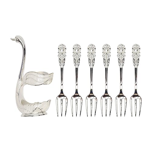 Ydrcesmi Swan Basishalter Kaffee -Geschirr Set Leichte Luxus -Schwan -Basishalter 6 Gabeln Elegantes Geschirrset Set von YDRCESMI