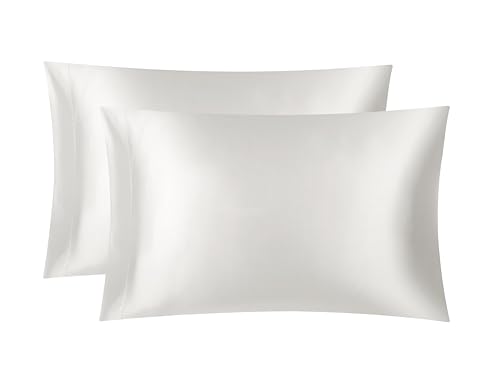 2 Stück Satin Kissenbezug 40x80, ähnlich wie Seide, Kopfkissenbezug Satin Pillowcase Kissen Bezug Kissenhülle für Haar und Haut, Weiß von YDW