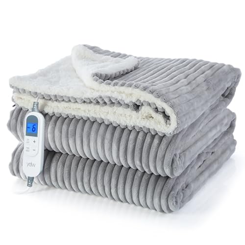 YDW Wärmedecke Heizdecke mit Abschaltautomatik - 180x130 cm Kuscheldecke Electric Blanket Wärme Beheizbare Decke Elektrische fürs Bett Überhitzungsschutz Waschbar Kuschelheizdecke - Grau von YDW