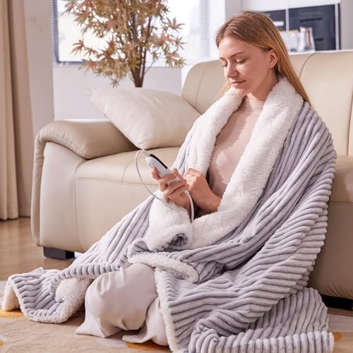 YDW Wärmedecke Heizdecke mit Abschaltautomatik - 180x130 cm Kuscheldecke Electric Blanket Wärme Beheizbare Decke Elektrische fürs Bett Überhitzungsschutz Waschbar Kuschelheizdecke - Schwarz Weiß von YDW