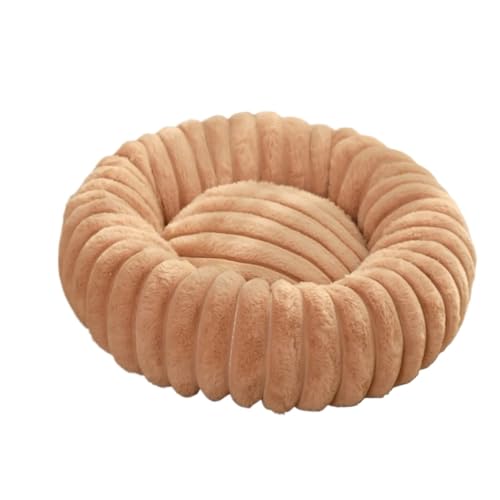 YDYAENIO 40–70 cm rundes Haustierbett for Hunde, superweiche Katzen, langes Plüschhaus, mittelgroß, for den Winter, Warmer Schlaf(Khaki,S 40cm) von YDYAENIO