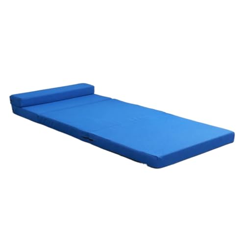 YDYAENIO 60/70 * 200cm Faltbare Matratze Einzel Lazy Sofa 5CM Dicken Weichen Schwamm Klappbett Moderne Feuchtigkeit-Beweis Pad Nickerchen Schlaf Matte für Reisen, Camping(Blue,70x200cm) von YDYAENIO