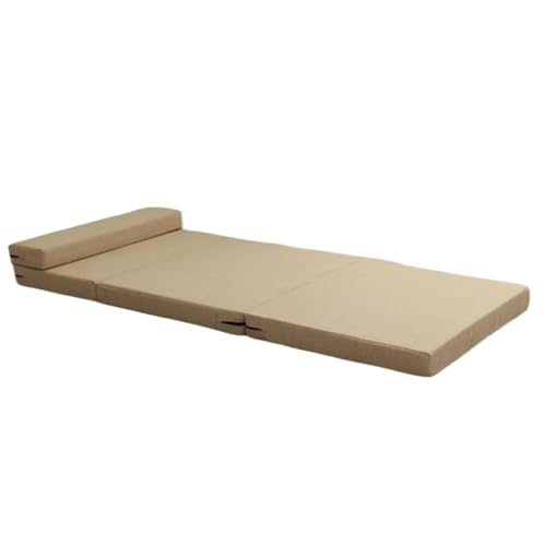 YDYAENIO 60/70 * 200cm Faltbare Matratze Einzel Lazy Sofa 5CM Dicken Weichen Schwamm Klappbett Moderne Feuchtigkeit-Beweis Pad Nickerchen Schlaf Matte für Reisen, Camping(Khaki,60x200cm) von YDYAENIO