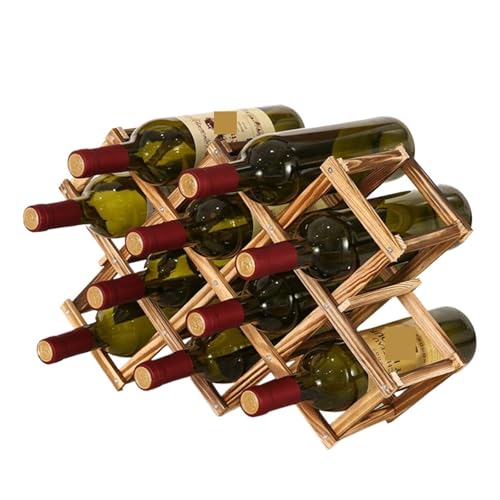 YDYAENIO Weinregal aus massivem Holz im Vintage-Stil, zusammenklappbarer Weinflaschenhalter, Display, Barzubehör, Ständer, Organizer, Aufbewahrung, Weinschrank(10 Bottles) von YDYAENIO