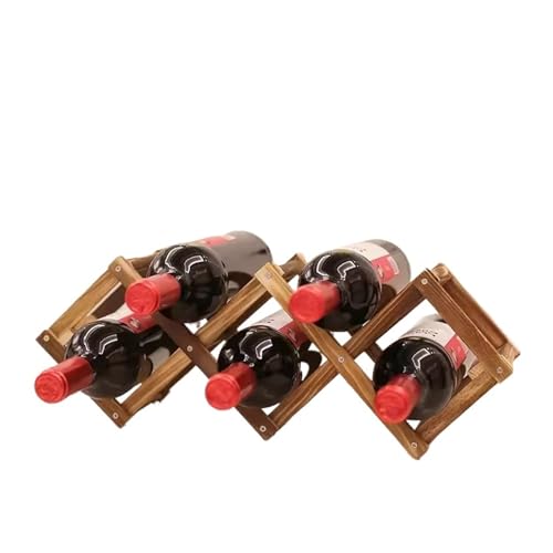 YDYAENIO Zusammenklappbares Rotweinregal aus Holz for 3/6/10 Flaschen, Küchenhalter, Ausstellungs-Organizer, Regale, Organizer for Rotweinflaschen(Carbonized Wood 5) von YDYAENIO