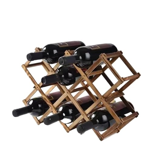 YDYAENIO Zusammenklappbares Weinregal aus Holz for 3/6/10 Flaschen, Regale, Halterung for Küche, rot, Halter, Ausstellung, Organizer, Rotwein-Organizer(Carbonized Wood 10) von YDYAENIO