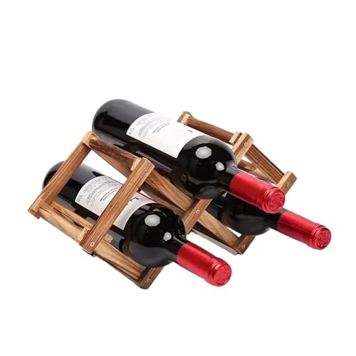 YDYAENIO Zusammenklappbares Weinregal aus Holz for 3/6/10 Flaschen, Regale, Halterung for Küche, rot, Halter, Ausstellung, Organizer, Rotwein-Organizer(Carbonized Wood 3) von YDYAENIO