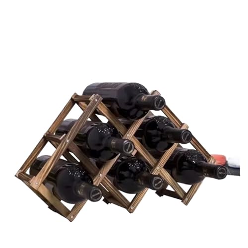 YDYAENIO Zusammenklappbares Weinregal aus Holz for 3/6/10 Flaschen, Regale, Halterung for Küche, rot, Halter, Ausstellung, Organizer, Rotwein-Organizer(Carbonized Wood 6) von YDYAENIO
