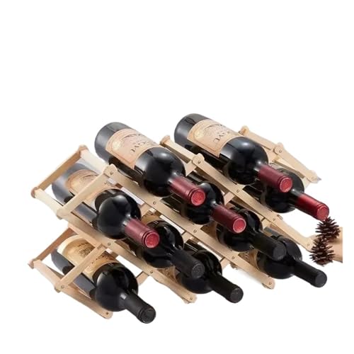 YDYAENIO Zusammenklappbares Weinregal aus Holz for 3/6/10 Flaschen, Regale, Halterung for Küche, rot, Halter, Ausstellung, Organizer, Rotwein-Organizer(Original Wood 10) von YDYAENIO