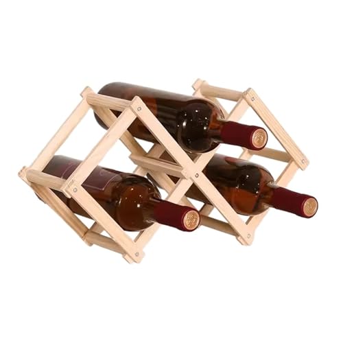 YDYAENIO Zusammenklappbares Weinregal aus Holz for 3/6/10 Flaschen, Regale, Halterung for Küche, rot, Halter, Ausstellung, Organizer, Rotwein-Organizer(Original Wood 3) von YDYAENIO