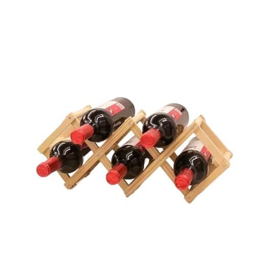 YDYAENIO Zusammenklappbares Weinregal aus Holz for 3/6/10 Flaschen, Regale, Halterung for Küche, rot, Halter, Ausstellung, Organizer, Rotwein-Organizer(Original Wood 5) von YDYAENIO