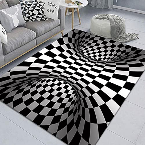 YDZB Teppich Modern Home 3D Illusion Fußmatte Weiche Anti-Rutsch-Haltbare Teppiche Maschinenwaschbar für Wohnzimmer Restaurant Schlafzimmer Küche Badezimmer (Wirbel D, 80×120cm) von YDZB