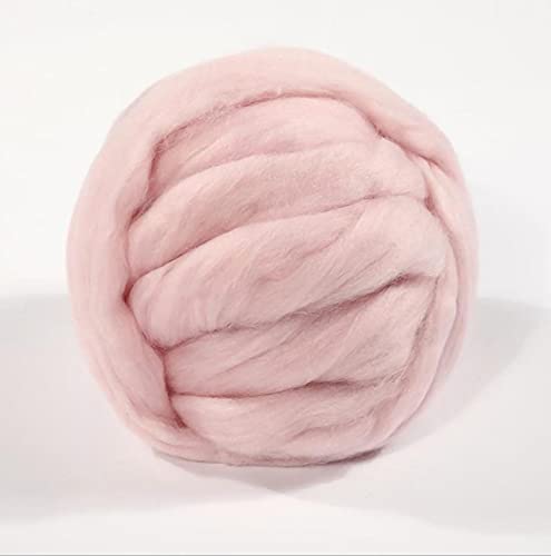 YDZK Grobstrick Merino Wolle Garn Super Weiches Riesen Roving Spinning Auf DIY Arm Stricken Weben Decke Überwurf Schals Katze Hundestreu (Rosa A, 500g) von YDZK