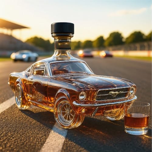 300ML Weindekanter Dekanter Whiskey Karaffe Statue - 300 Ml Auto-Whiskyflaschen-Statuen, Neuartige Glas-Dekanter-Skulpturen, Kreative Auslaufsichere Leere Weinkaraffe-Schnapsspender-Ornamente(B) von YDZYFFS
