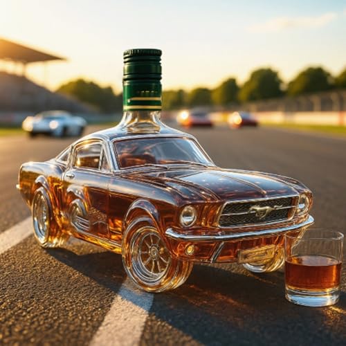 300ML Weindekanter Dekanter Whiskey Karaffe Statue - 300 Ml Auto-Whiskyflaschen-Statuen, Neuartige Glas-Dekanter-Skulpturen, Kreative Auslaufsichere Leere Weinkaraffe-Schnapsspender-Ornamente(D) von YDZYFFS