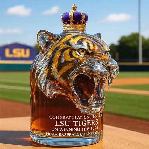 300ML Weindekanter Dekanter Whiskey Karaffe Statue - 3D-Whisky-Weinflaschen-Ornamente In Tigerkopfform, Mundgeblasene Whisky-Dekanter-Skulpturen Mit Auslaufsicherem Design(E) von YDZYFFS