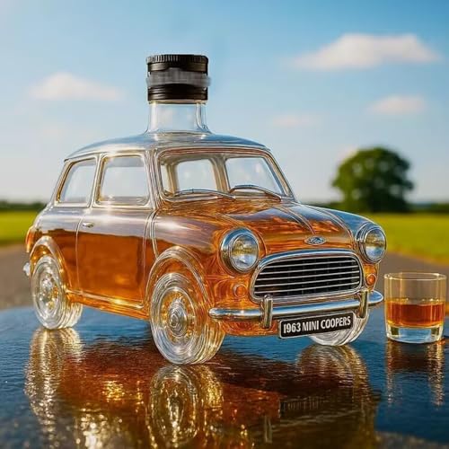 300ML Weindekanter Dekanter Whiskey Karaffe Statue - 3D-Whisky-Weinflaschen-Skulptur In Autoform, Kreative Whisky-Dekanter-Statue Aus Glas, Leere Weinflaschen Mit Automotiv(A) von YDZYFFS