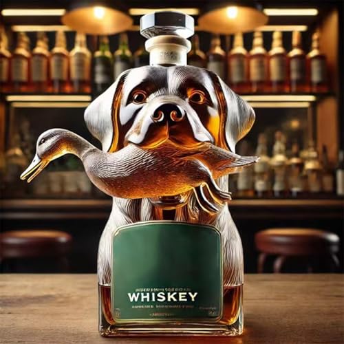 300ML Weindekanter Dekanter Whiskey Karaffe Statue - Jagdhundgläser, Whisky-Weinflaschen-Ornamente, 3D-gravierte Jagd-Whisky-Dekanter-Skulpturen, Heimbar-Dekor(D) von YDZYFFS