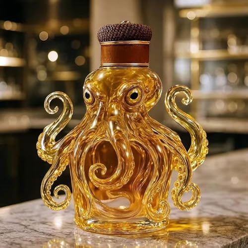 350ML Weindekanter Dekanter Whiskey Karaffe Statue - 3D-Whisky-Weinflasche In Oktopusform, Whisky-Dekanter Aus Glas, Lustiges Tiermotiv, Leere Weinkaraffe, Schnapsaufbewahrung, Geschenk(A) von YDZYFFS
