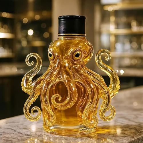 350ML Weindekanter Dekanter Whiskey Karaffe Statue - 3D-Whisky-Weinflasche In Oktopusform, Whisky-Dekanter Aus Glas, Lustiges Tiermotiv, Leere Weinkaraffe, Schnapsaufbewahrung, Geschenk(D) von YDZYFFS