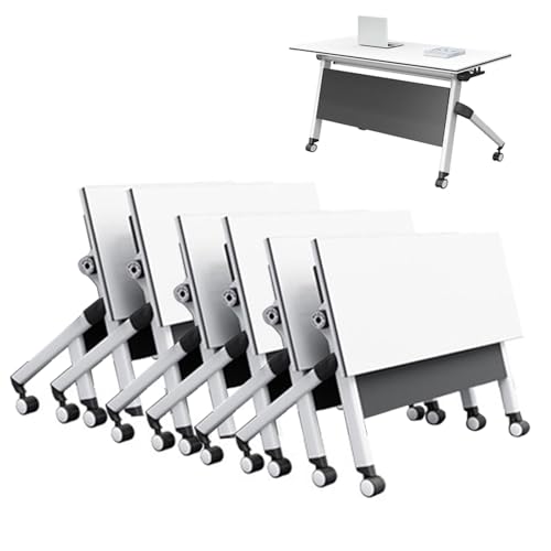 6 Pack Modern Folding Conference Table Large Rectangle Seminar Training Table for 10People,Rolling Conference Business Tables for Office,Meeting Room von YDkjwjw