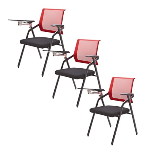 YDkjwjw 3 Pack Faltbare Bürostühle mit Flip-Up Tablet Arm, tragbare klappbare Bürostühle stapelbar Faltbare Trainingsstuhl für Konferenzraum Büro Gast Empfang Sitzung von YDkjwjw