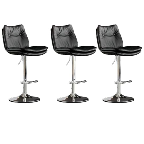 YDkjwjw 3er-Pack Barhocker, Moderne, verstellbare Barhocker aus PU-Leder mit Drehgelenk, hydraulischer Barhocker für die Küchentheke, extra hohe Insel-Barhocker mit Rückenlehne von YDkjwjw