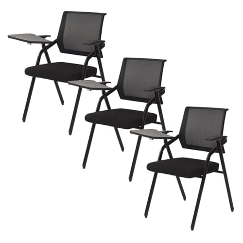 YDkjwjw 4 Pack stapelbar faltbar Ausbildung Stühle klappbar Schreibtischstuhl mit Flip-Up-Tablet Arm, atmungsaktive Mesh-Rückenlehne und dicken Sitzkissen, Konferenzraum Stuhl für Büro von YDkjwjw