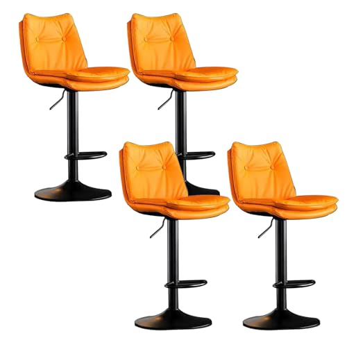 YDkjwjw 4 Stück Moderne Barhocker, verstellbar, mit PU-Leder gepolstert, drehbare Barhocker, Thekenhöhe, Barstühle mit Rückenlehne für Kücheninsel von YDkjwjw