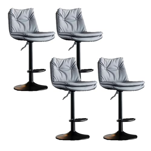 YDkjwjw 4 Stück Moderne Barhocker, verstellbar, mit PU-Leder gepolstert, drehbare Barhocker, Thekenhöhe, Barstühle mit Rückenlehne für Kücheninsel von YDkjwjw