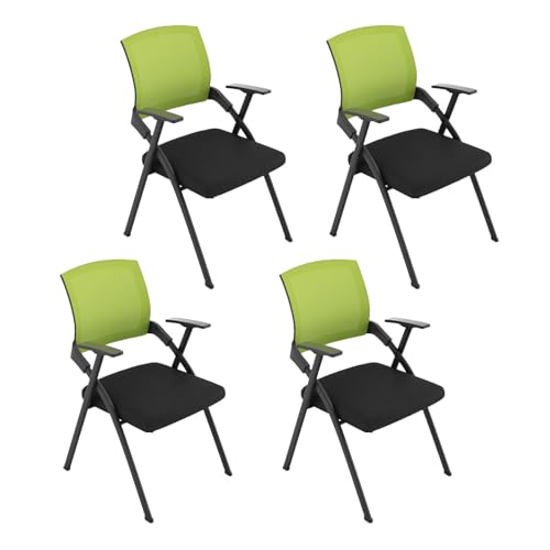 YDkjwjw 4Pcs Stackable Foldable Bürostuhl Folding Desk Chair mit atmungsaktivem Mesh Rückenlehne, Dicke Sitzkissen Konferenzraum Stuhl von YDkjwjw