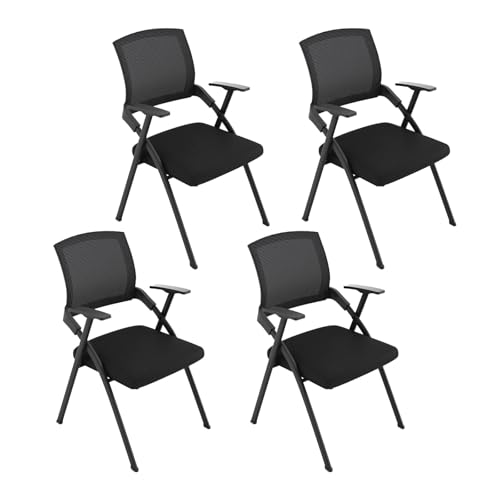 YDkjwjw 4Pcs Stackable Foldable Bürostuhl Folding Desk Chair mit atmungsaktivem Mesh Rückenlehne, Dicke Sitzkissen Konferenzraum Stuhl von YDkjwjw