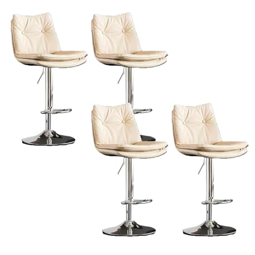 YDkjwjw 4er-Pack Moderne Barhocker, verstellbar, mit PU-Leder gepolstert, drehbare Barhocker in Thekenhöhe, Barstühle mit Rückenlehne für Kücheninsel von YDkjwjw