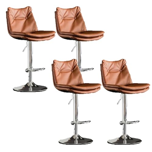 YDkjwjw 4er-Pack Moderne Barhocker, verstellbar, mit PU-Leder gepolstert, drehbare Barhocker in Thekenhöhe, Barstühle mit Rückenlehne für Kücheninsel von YDkjwjw