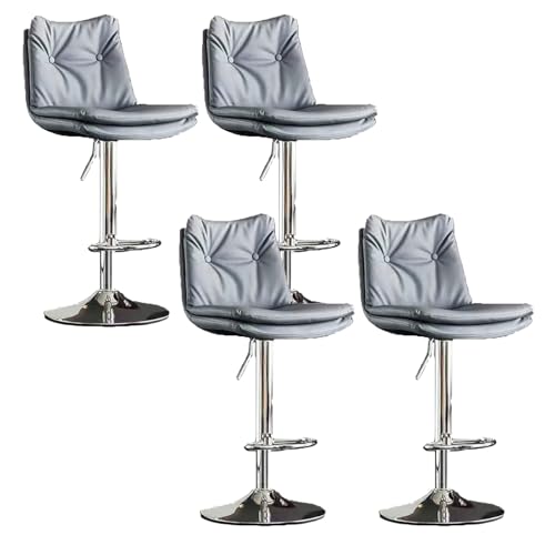 YDkjwjw 4er-Pack Moderne Barhocker, verstellbar, mit PU-Leder gepolstert, drehbare Barhocker in Thekenhöhe, Barstühle mit Rückenlehne für Kücheninsel von YDkjwjw