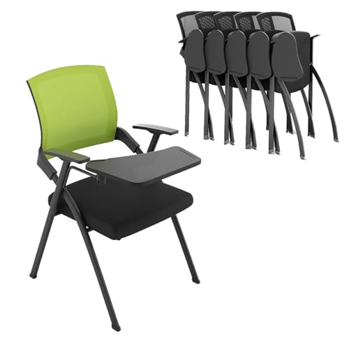 YDkjwjw 5Pcs Stackable Foldable Office Chair Klappbarer Schreibtischstuhl mit Flip-Up Tablet Arm, Atmungsaktive Mesh Rückenlehne, Dickes Sitzkissen Konferenzraum Stuhl von YDkjwjw